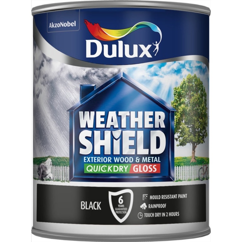 Dulux Weathershield Exterior Quick Dry Gloss 750ml – Black