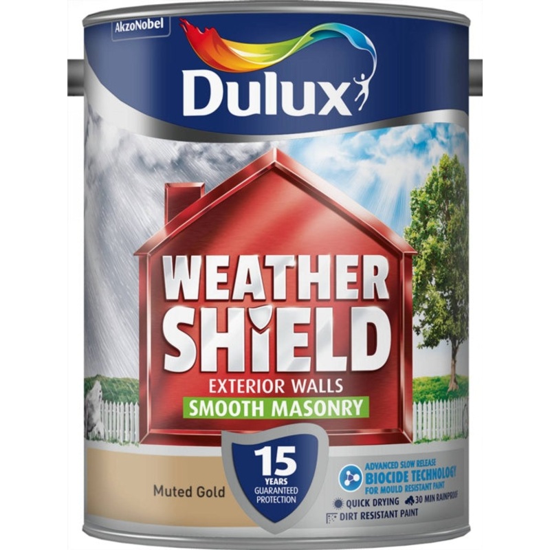 Dulux Weathershield Smooth Masonry Paint 5L – Muted Gold