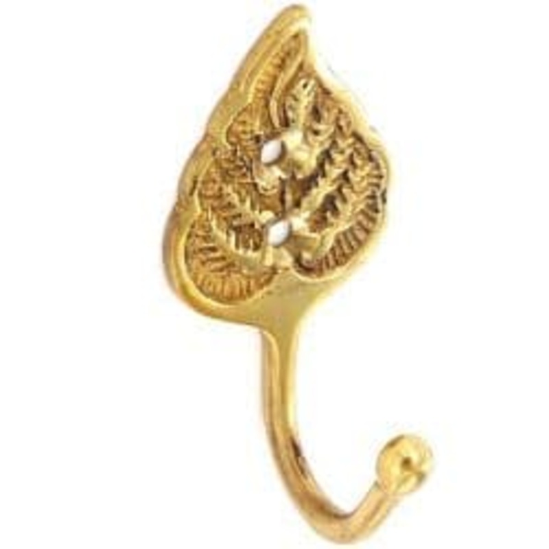 Securit Brass Tieback Hooks Leaf (2) – 60mm – Pack of 10