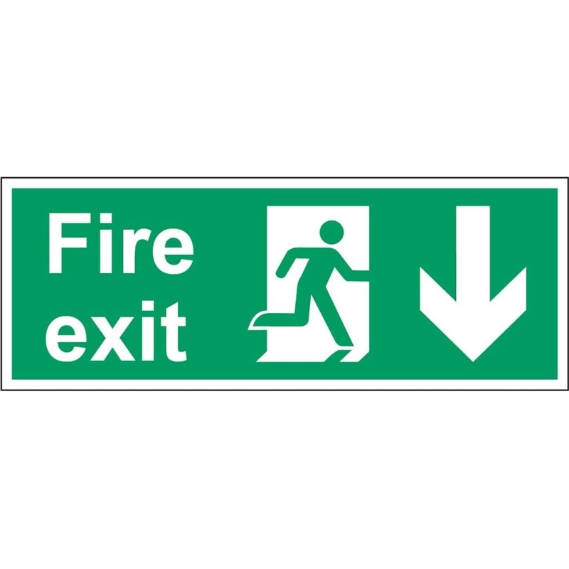 Securit Fire Exit Arrow Down – 400mmx150mm