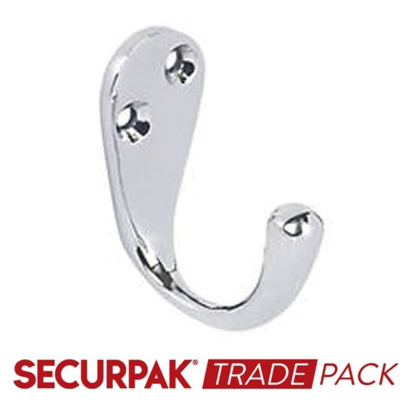 Securpak Coat Hook Cp 50mm – 10 Pack
