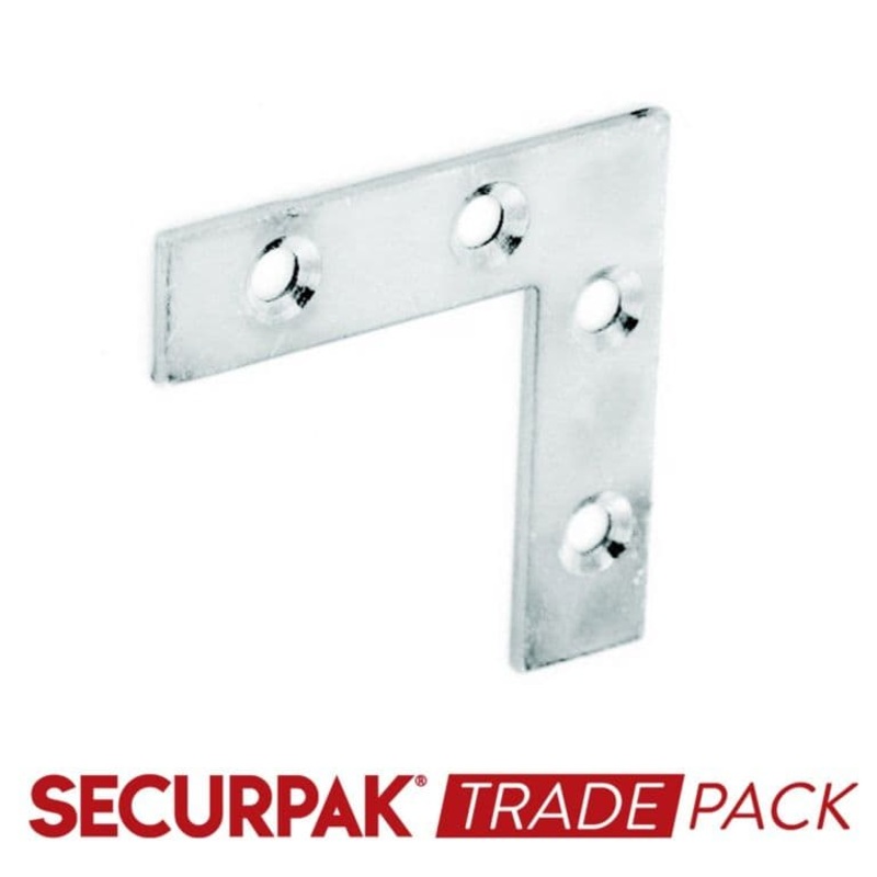 Securpak Corner Plate Zinc Plated 50mm – 10 Pack