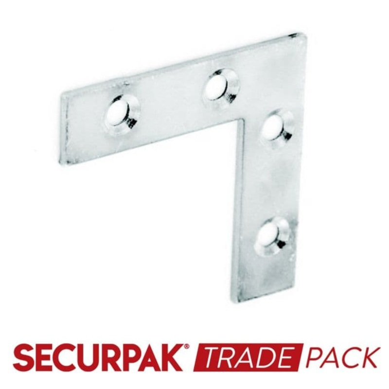 Securpak Corner Plate Zinc Plated 75mm – 10 Pack