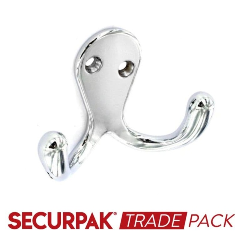 Securpak Dbl Robe Hook Cp 70mm – 5 Pack