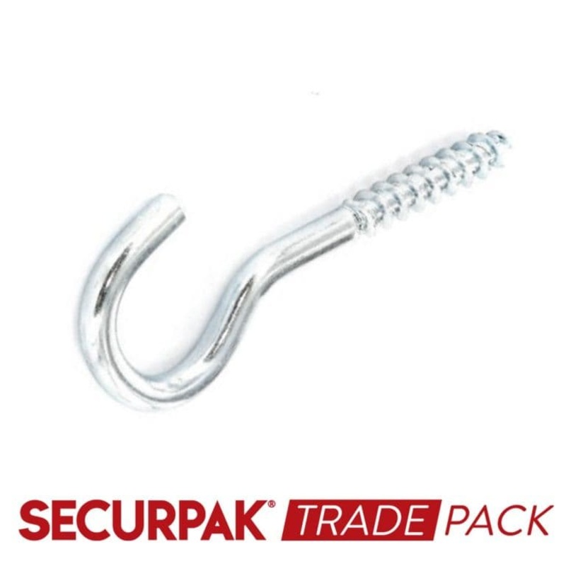 Securpak Screw Hook Zinc Plated 100mmx18 – 15 Pack