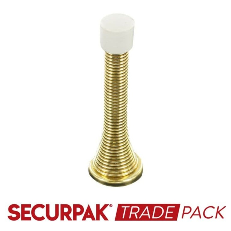 Securpak Spring Door Stop Brass Plated 75mm – 10 Pack