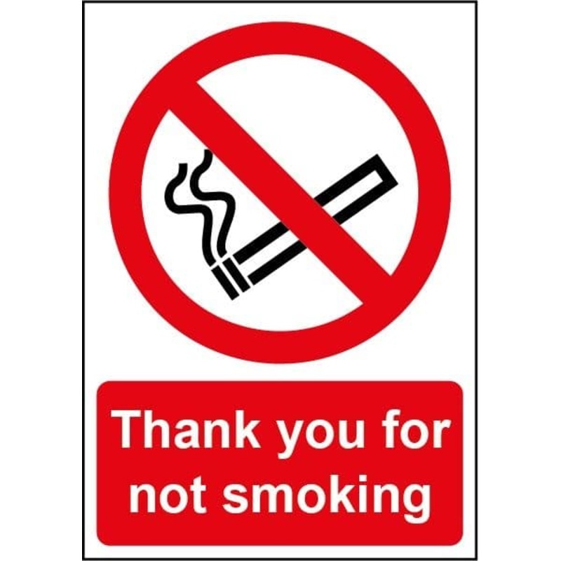 Smiths Architectural Thanks Not Smoking Sign – 148mmx210mm