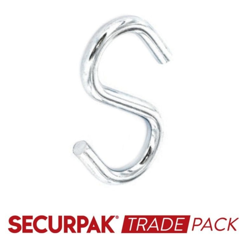 Securpak Steel S Hooks Zinc Plated 38mm – 20 Pack