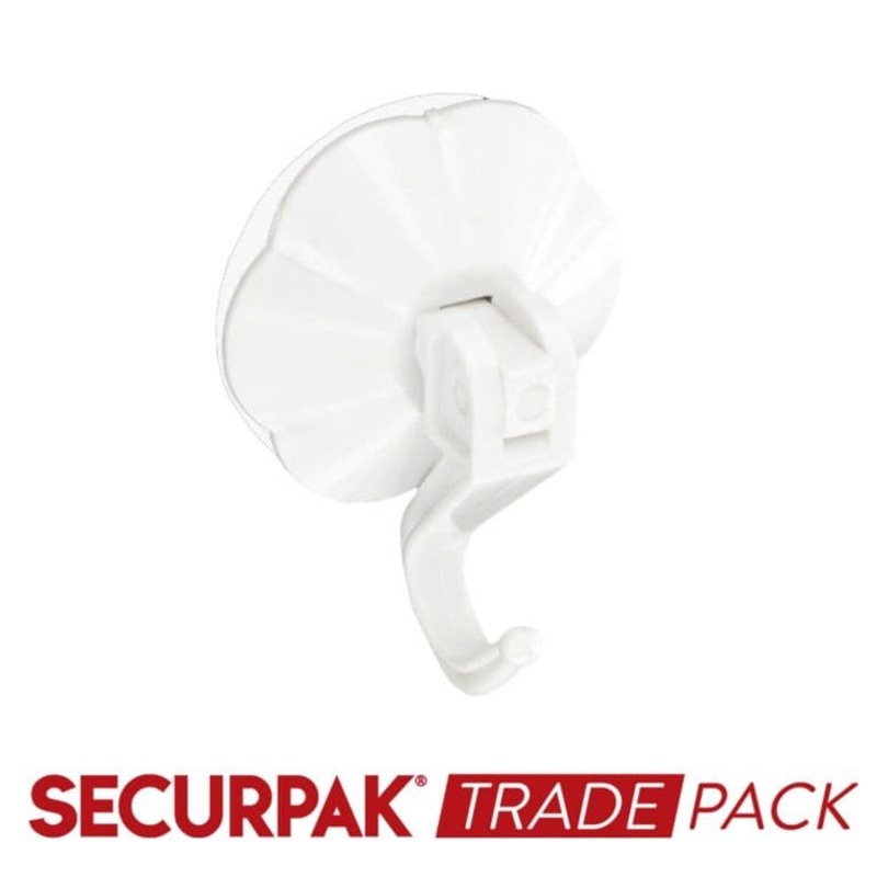 Securpak Suction Hook W.Lever White 50mm – 6 Pack