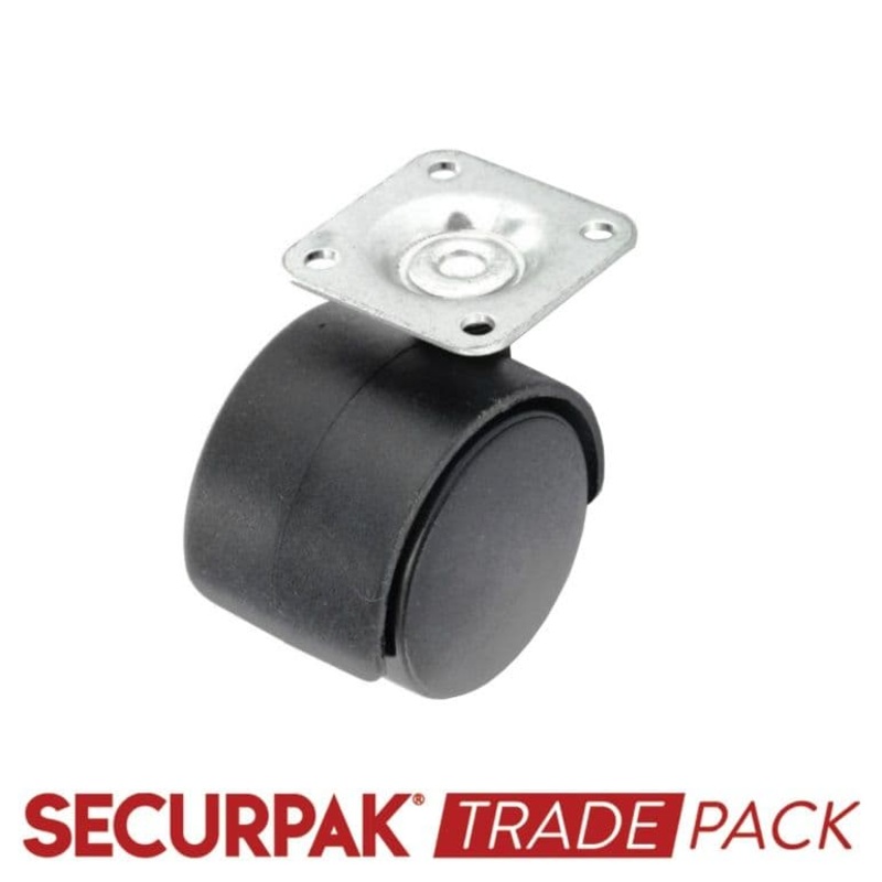 Securpak Twin Wheel Castors Plate 40mm – 2 Pack
