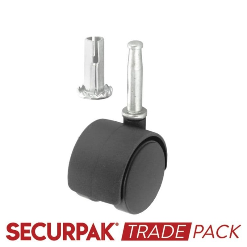 Securpak Twin Wheel Castors Stem 40mm – 2 Pack