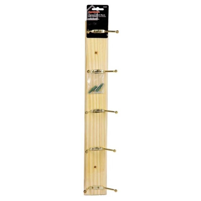 SupaHome Hat and Coat Rack with 5 Hooks – Pine Finish
