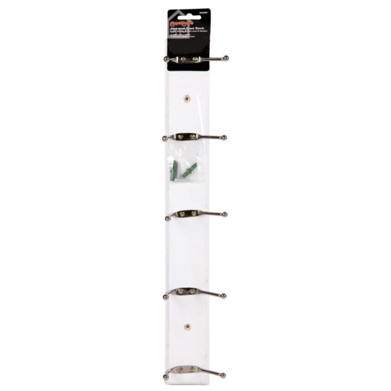 SupaHome Hat and Coat Rack with 5 Hooks – White Finish