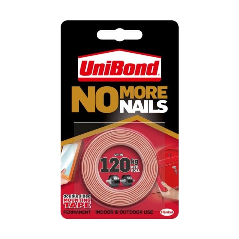 UniBond No More Nails On A Roll Double Sided – Permanent Ultra Strong 19mm x 1.5m