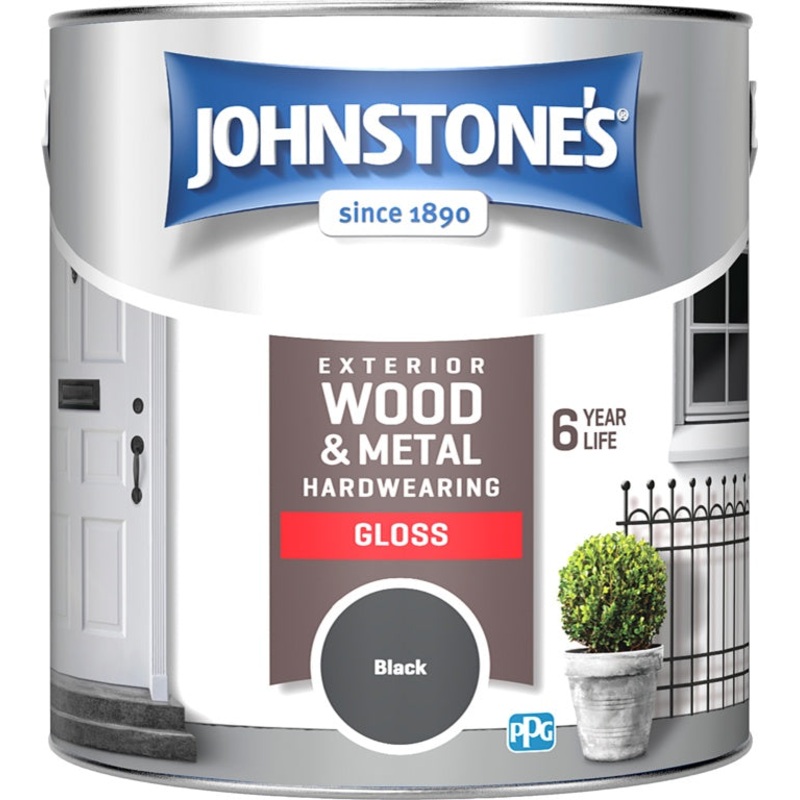 Johnstone’s Exterior Hardwearing Gloss 2.5L – Black