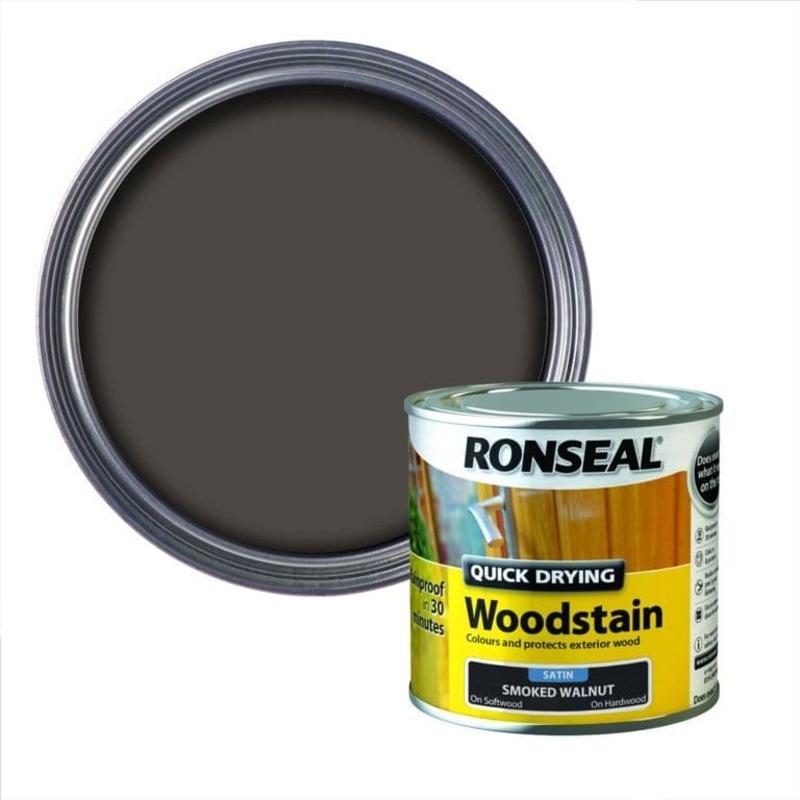 Ronseal Quick Drying Woodstain Satin 250ml – Smoked Walnut