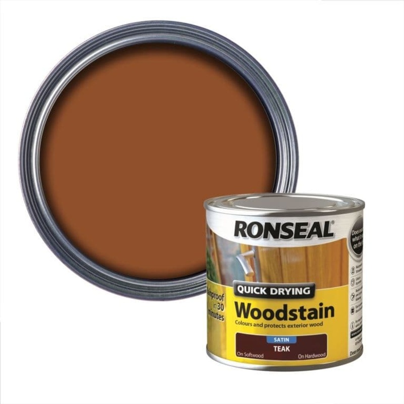 Ronseal Quick Drying Woodstain Satin 250ml – Teak