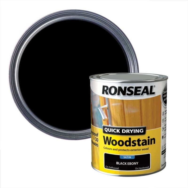 Ronseal Quick Drying Woodstain Satin 750ml – Black Ebony