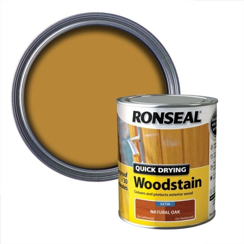 Ronseal Quick Drying Woodstain Satin 750ml – Natural Oak