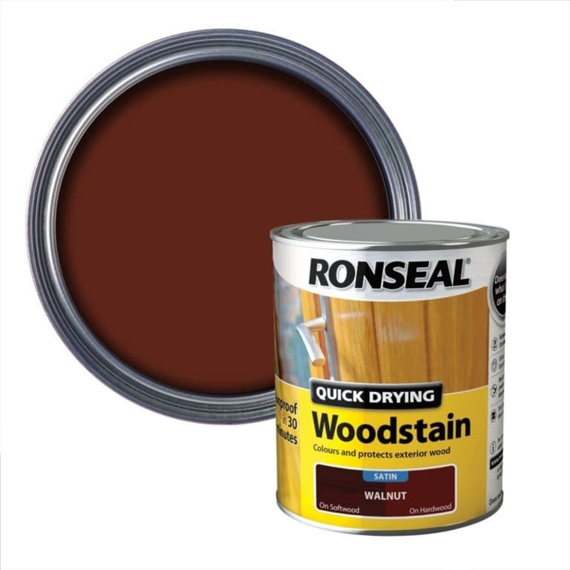 Ronseal Quick Drying Woodstain Satin 750ml – Walnut