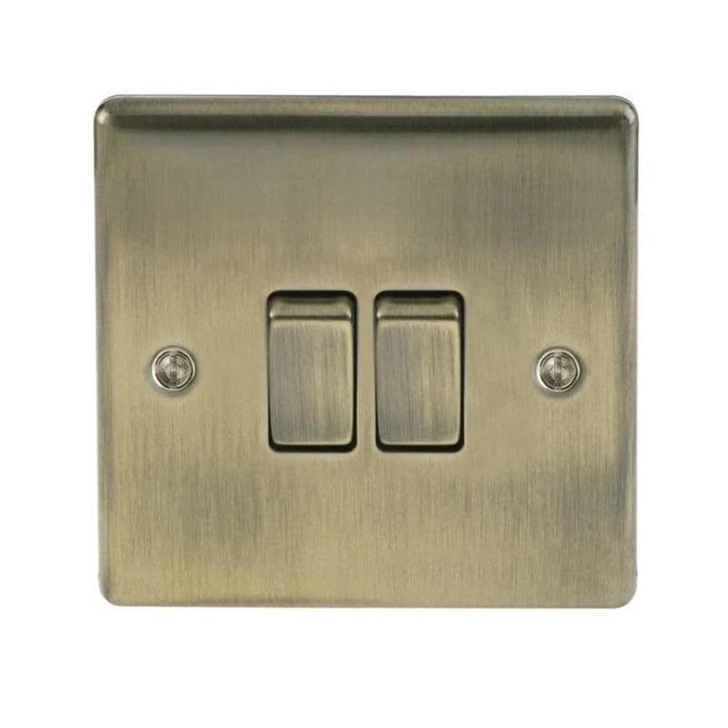 BG 2 Gang Switch – Antique Brass