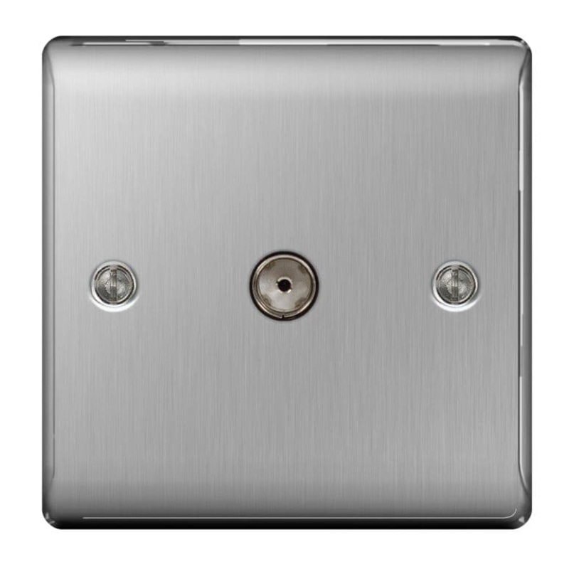BG Brushed Steel Co-Axial Socket – 1 Gang