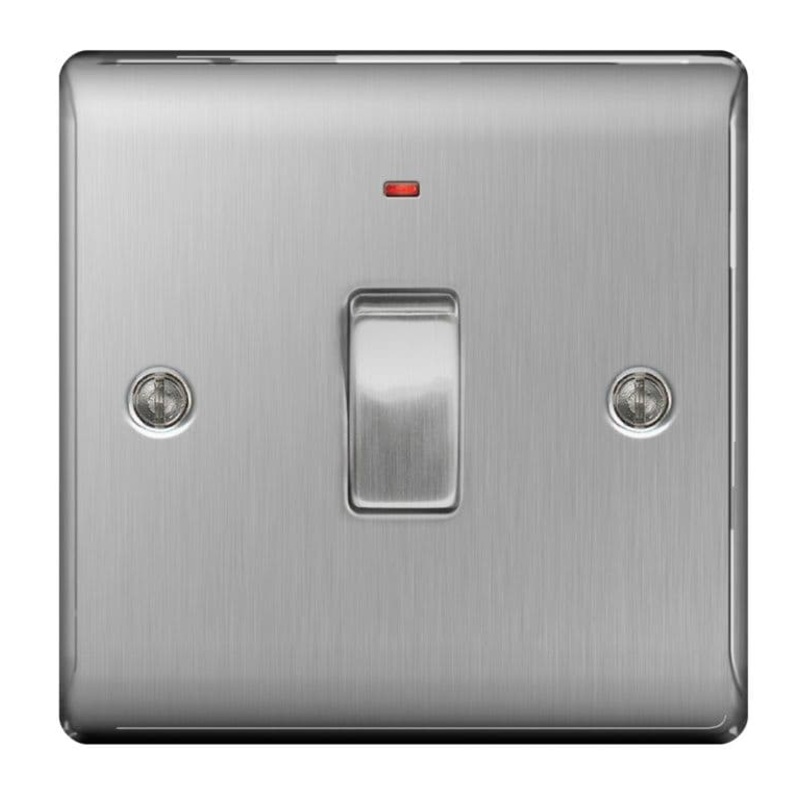 BG Brushed Steel Dp Switch Neon – 20a