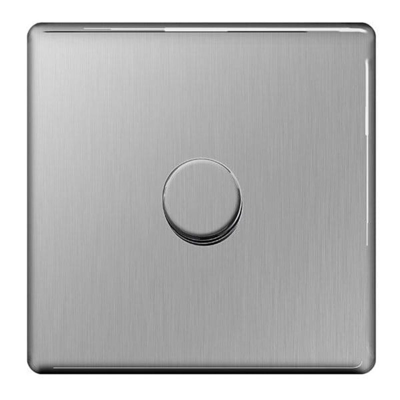 BG Dimmer Switch Push On /Off – Brushed Steel – 1 Switch