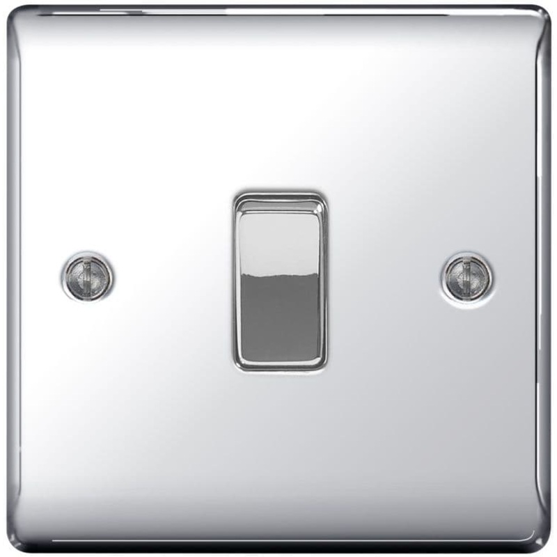 BG Metal Chrome 10ax Plate Switch 2 Way – 1 Gang