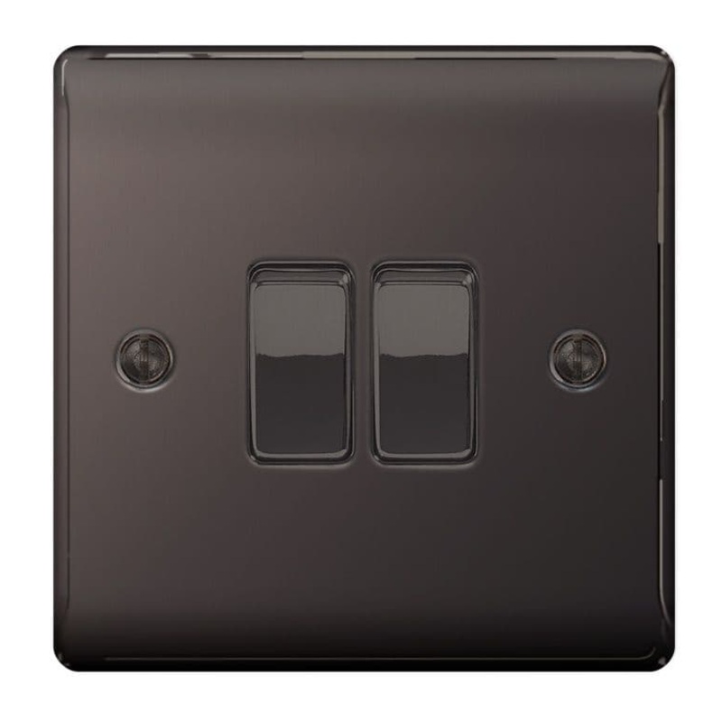BG Nexus Metal Black Nickel 10ax Plate – 2 Gang