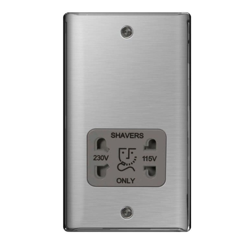 BG Shaver Socket 115/230v – Brushed Steel