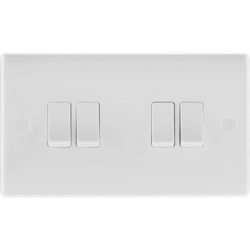 BG 2 Way White Round Edge Switch – 10a 4 Gang