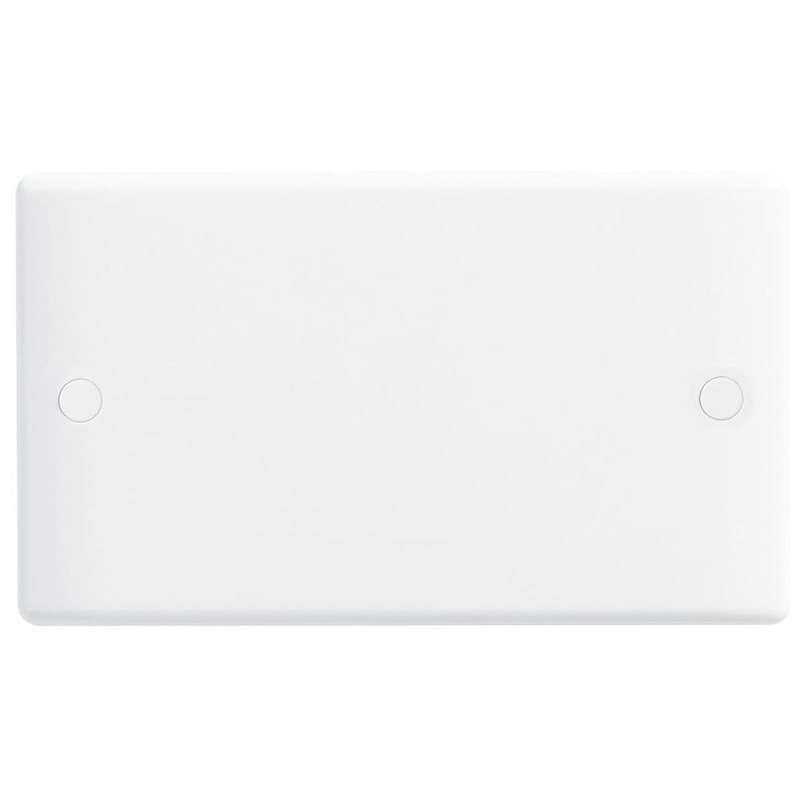 BG White Round Edge Blank Plate – 2 Gang