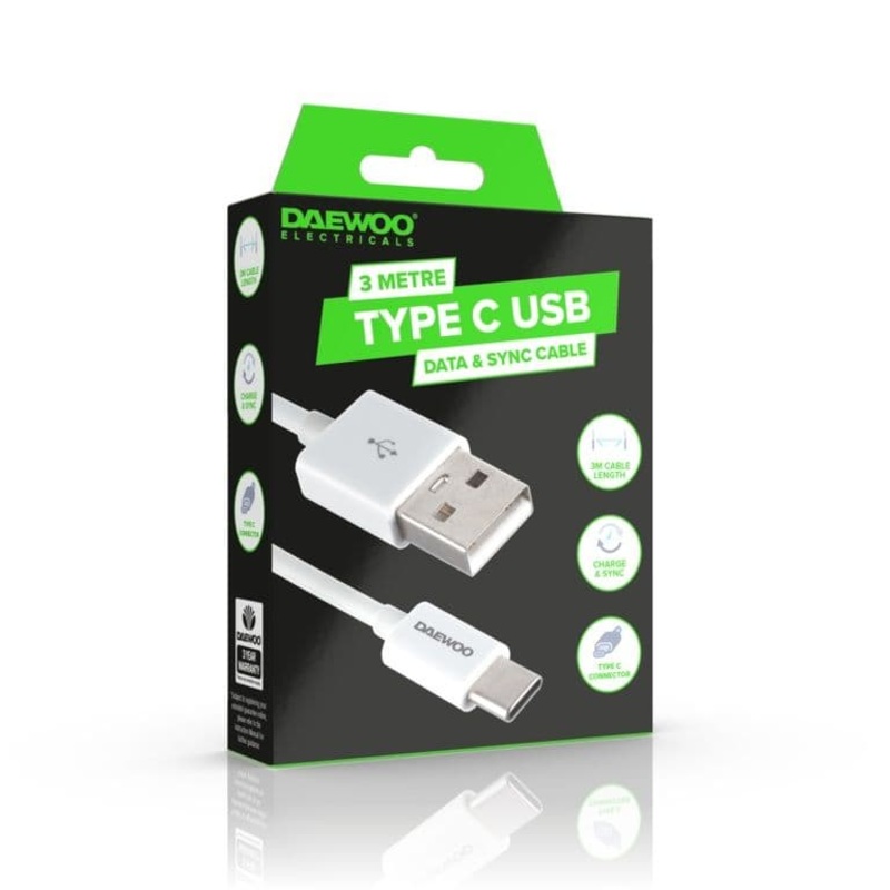 Daewoo 3m USB-A To USB-C Cable – 2a