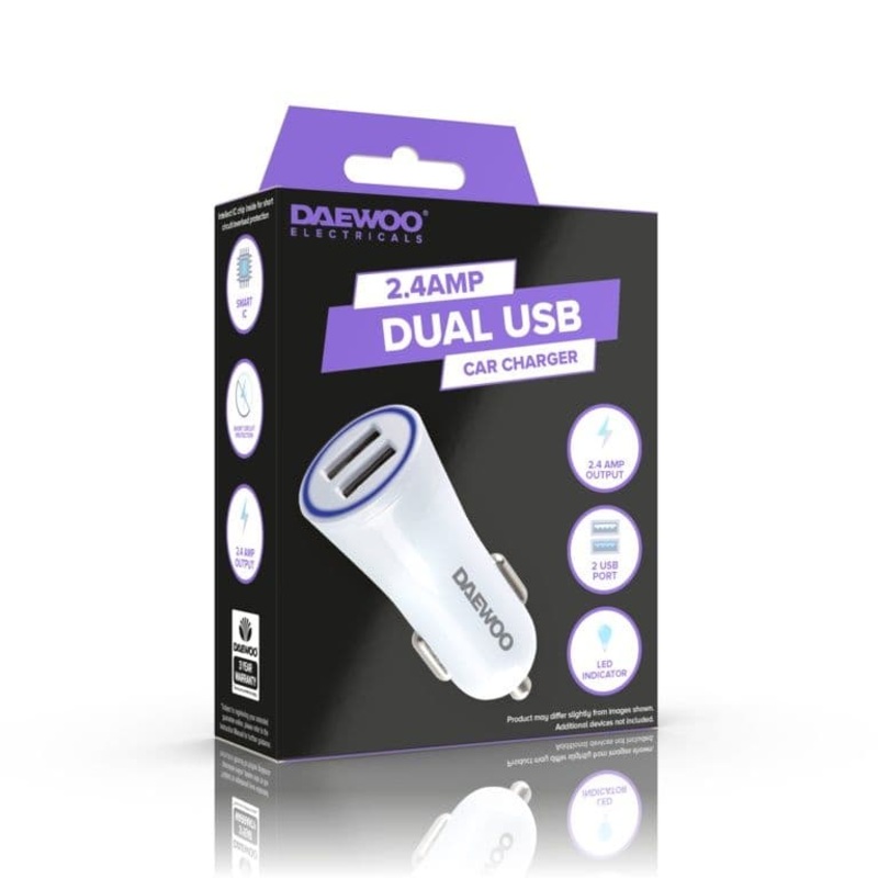 Daewoo Double USB Car Charger – 2.4a