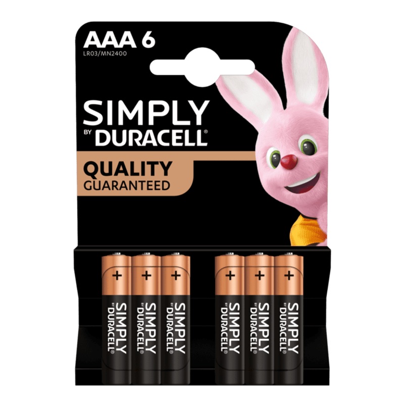 Duracell Simply Batteries – AAA Pack 6