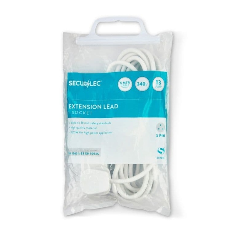 Securlec 1 Gang Extension Lead – 5m 13 Amp