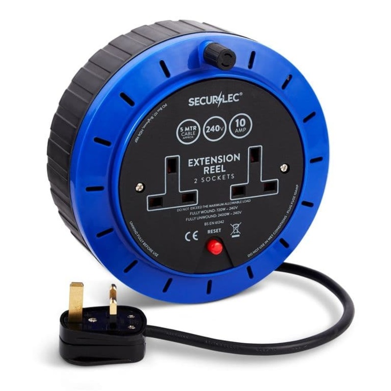 Securlec 2 Socket Extension Reel – 10 Amp 5m