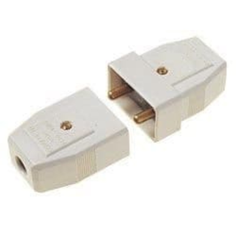 Securlec 5A, 2 Pin Nylon Connector, White – Bubble Packed
