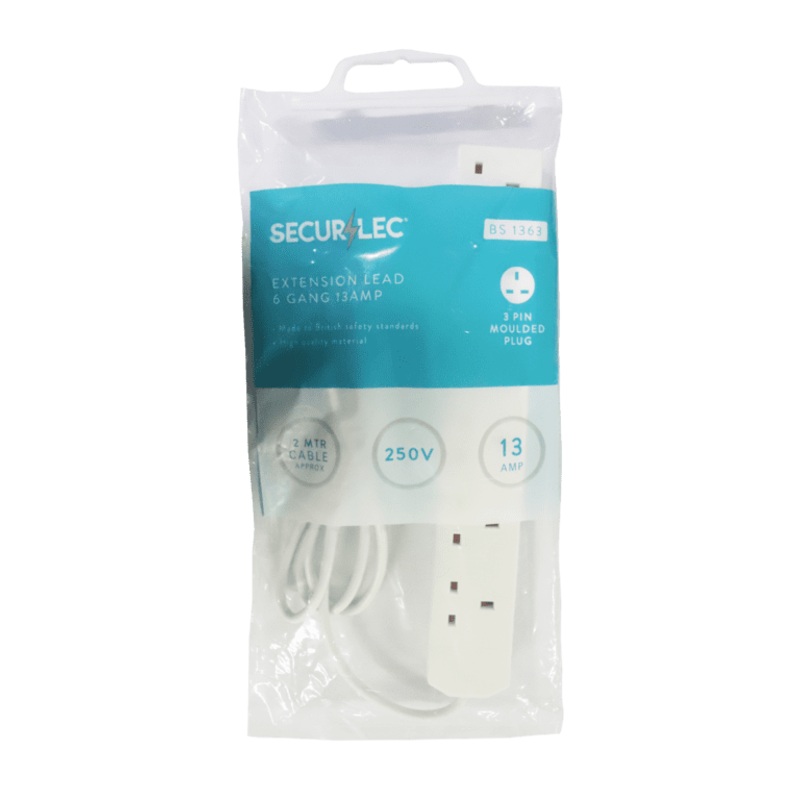 Securlec 6 Gang Extension Lead – 2m 13 Amp