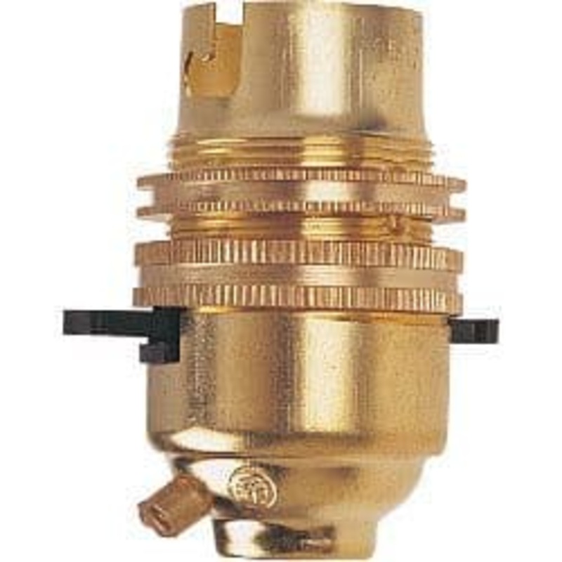 Securlec BC Brass 1/2 Switched Lampholder with Earth – Skin Packed