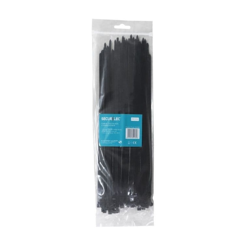 Securlec Black Cable Ties – 4.5mm x 300mm Pack 100