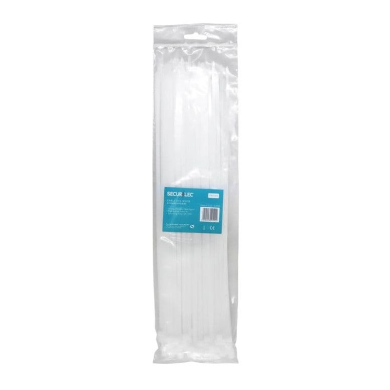 Securlec White Cable Ties – 4.5mm x 380mm Pack 100