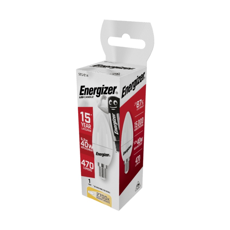Energizer LED Candle Warm White E14 – 5.2w 470lm