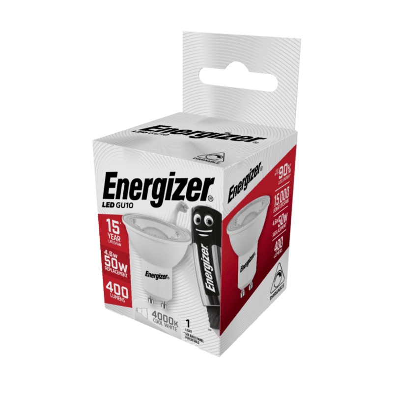 Energizer LED GU10 Cool White 4000k Dimmable – 4.6w 375lm