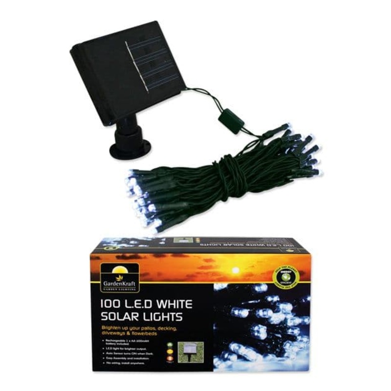 GardenKraft 100 LED Solar String Lights – White