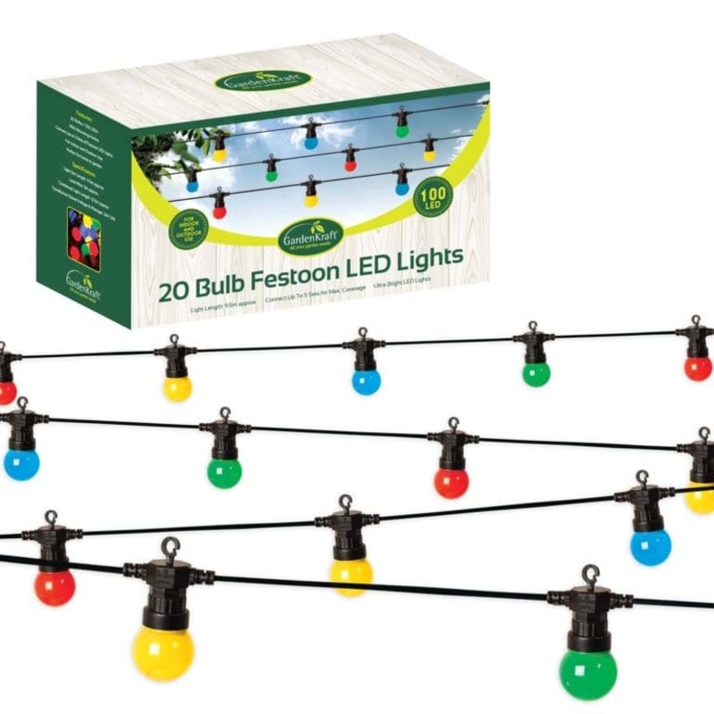 GardenKraft 20 Connectable Bulb String Light – Multi