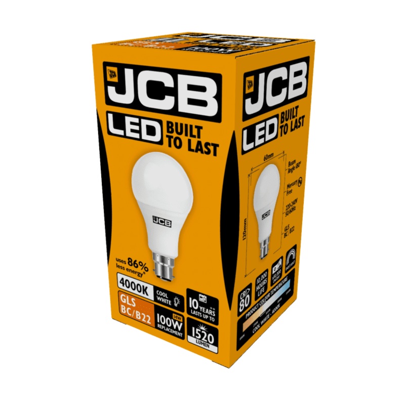 JCB LED A70 – 15W B22 Boxed