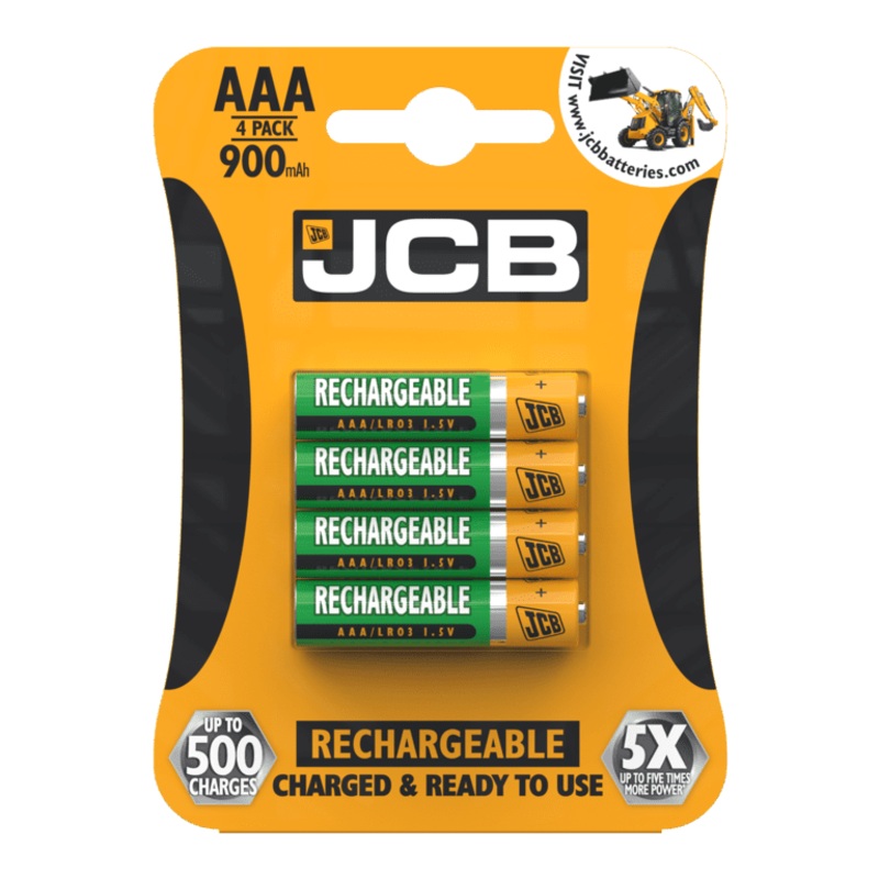 JCB Rechargeable AAA Batteries – 4 Pack 900mAh