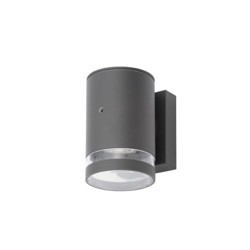 Zinc Lens Wall 2 Light With Photocell – Grey